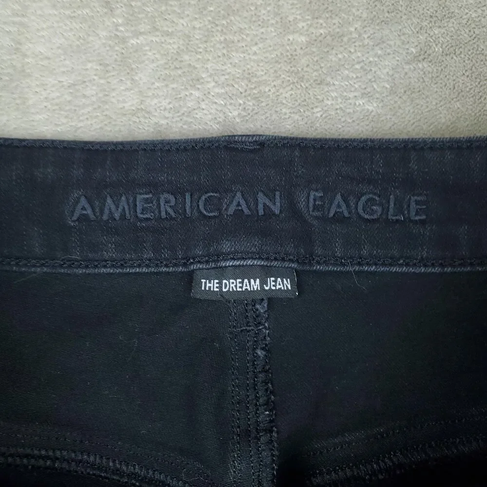 American Eagle Jeans Womens 16 Black High Rise The Dream Jean Skinny Stretch - Picture 2 of 14